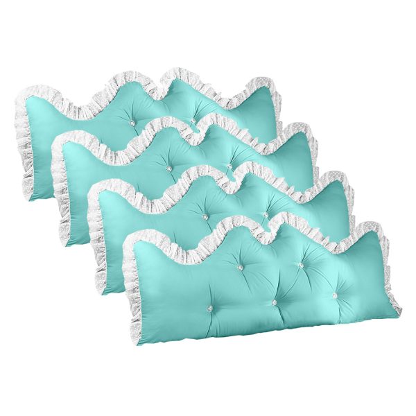 1-SOGA 4X 180cm Light Blue Princess Bed Pillow Headboard Backrest Bedside Tatami Sofa Cushion with Ruffle Lace Home Decor