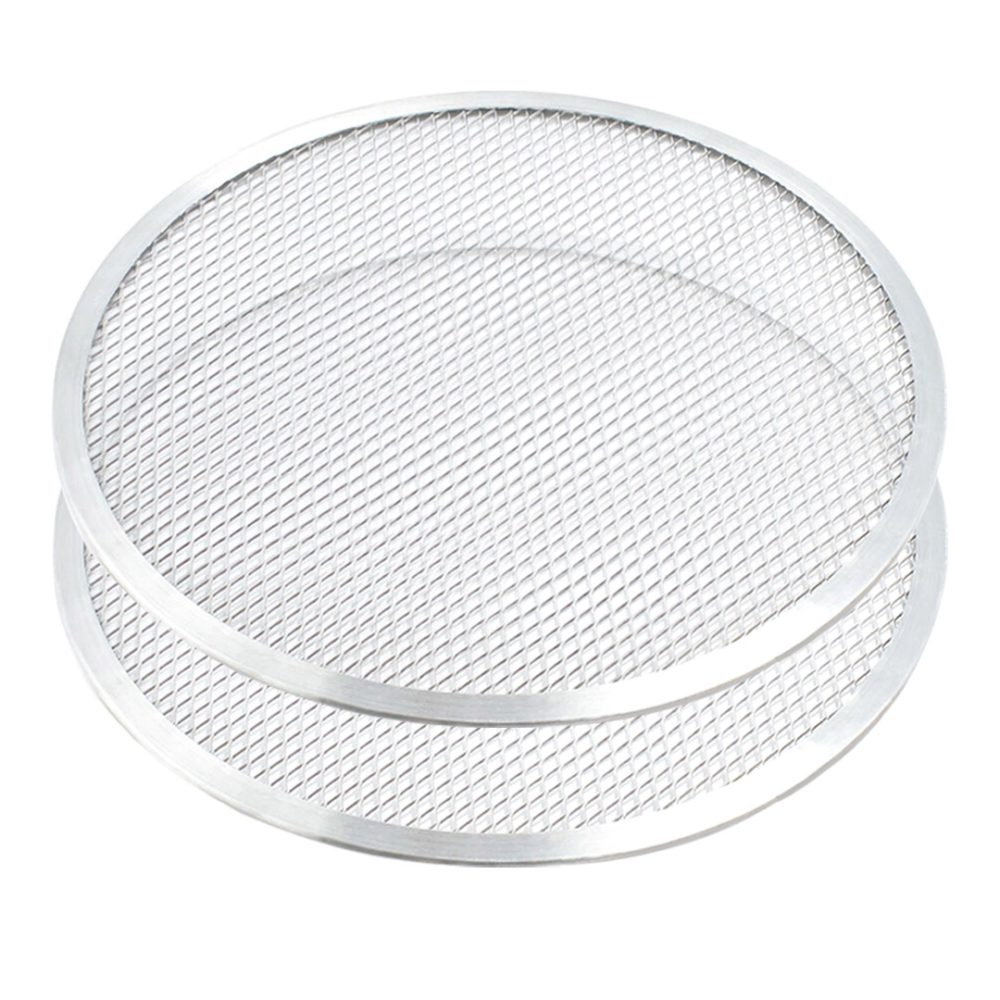 1-SOGA 2X 8-inch Round Seamless Aluminium Nonstick Commercial Grade Pizza Screen Baking Pan