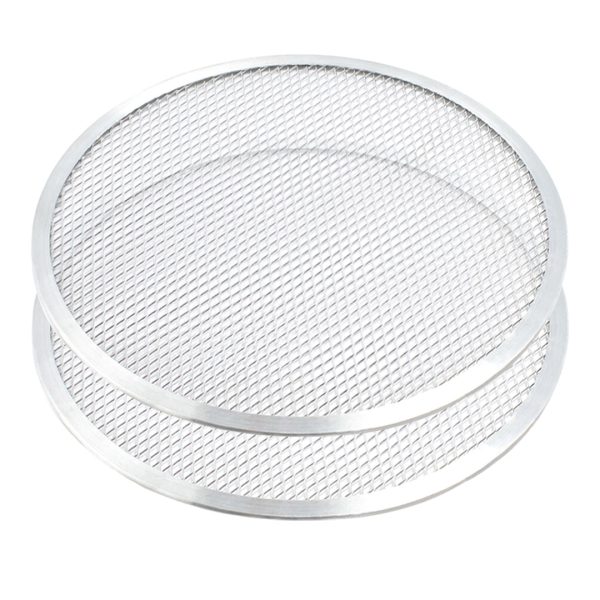 1-SOGA 2X 9-inch Round Seamless Aluminium Nonstick Commercial Grade Pizza Screen Baking Pan