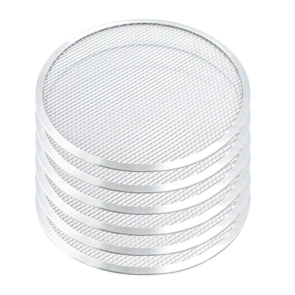 1-SOGA 6X 9-inch Round Seamless Aluminium Nonstick Commercial Grade Pizza Screen Baking Pan