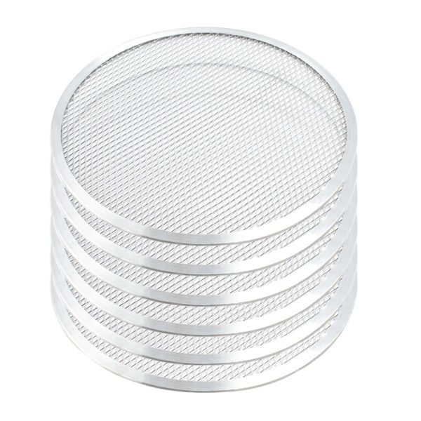 1-SOGA 6X 10-inch Round Seamless Aluminium Nonstick Commercial Grade Pizza Screen Baking Pan
