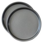 1-SOGA 2X 10-inch Round Black Steel Non-stick Pizza Tray Oven Baking Plate Pan