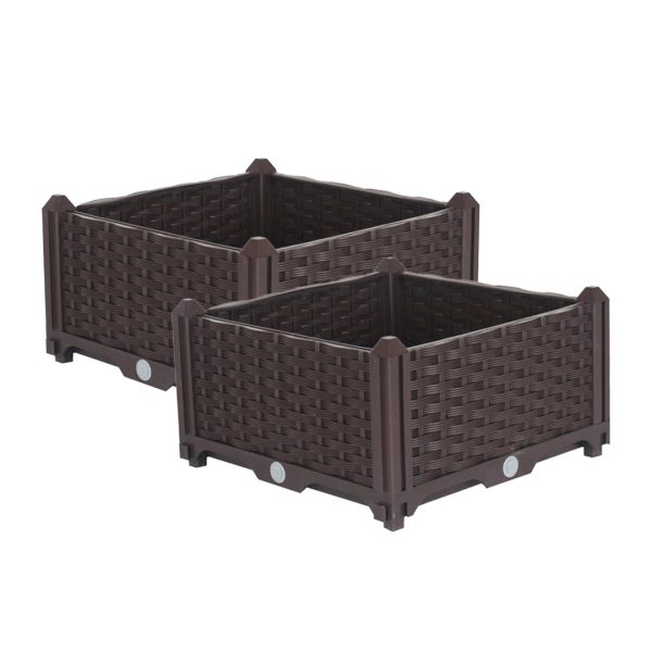 1-SOGA 2X 40cm Raised Planter Box Vegetable Herb Flower Outdoor Plastic Plants Garden Bed
