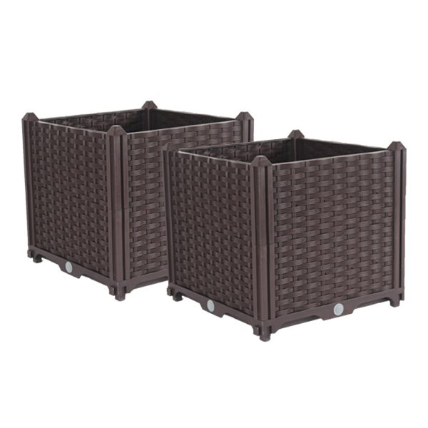 1-SOGA 2X 40cm Raised Planter Box Vegetable Herb Flower Outdoor Plastic Plants Garden Bed