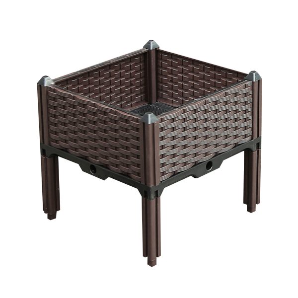 1-SOGA 40cm Raised Planter Box Vegetable Herb Flower Outdoor Plastic Plants Garden Bed with Legs