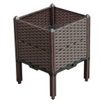 1-SOGA 40cm Raised Planter Box Vegetable Herb Flower Outdoor Plastic Plants Garden Bed with Legs Deepen