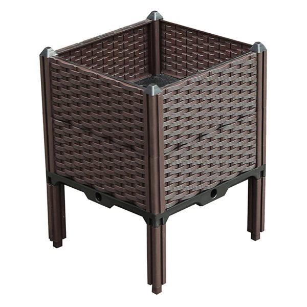 1-SOGA 40cm Raised Planter Box Vegetable Herb Flower Outdoor Plastic Plants Garden Bed with Legs Deepen