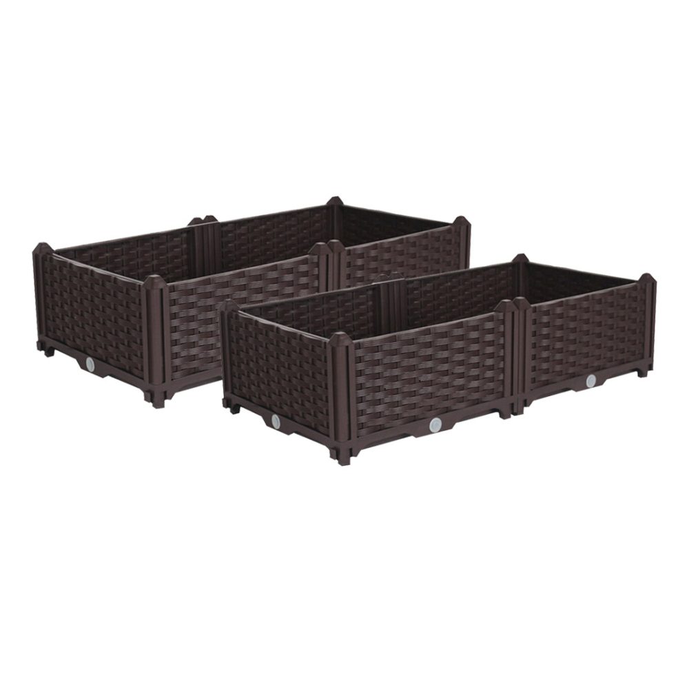 1-SOGA 2X 80cm Raised Planter Box Vegetable Herb Flower Outdoor Plastic Plants Garden Bed
