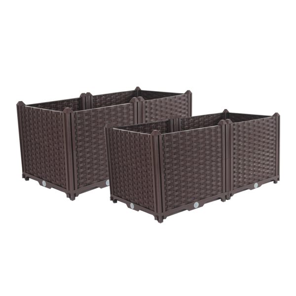1-SOGA 2X 80cm Raised Planter Box Vegetable Herb Flower Outdoor Plastic Plants Garden Bed Deepen