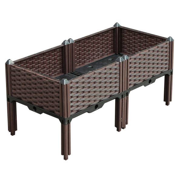 1-SOGA 80cm Raised Planter Box Vegetable Herb Flower Outdoor Plastic Plants Garden Bed with Legs