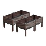 1-SOGA 2X 80cm Raised Planter Box Vegetable Herb Flower Outdoor Plastic Plants Garden Bed with Legs