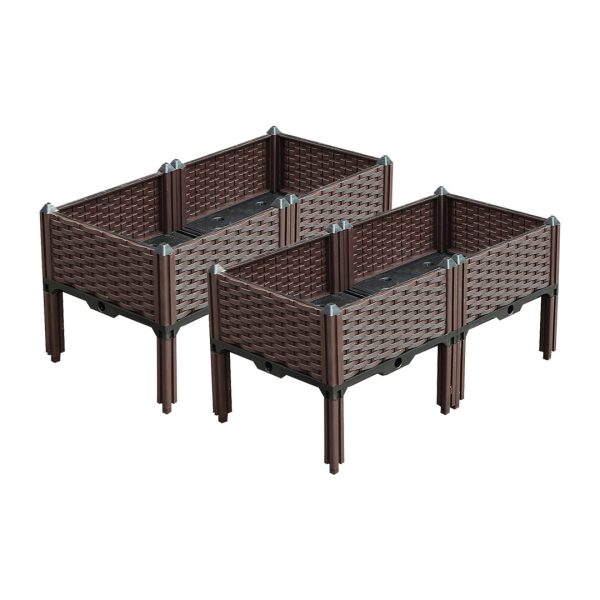 1-SOGA 2X 80cm Raised Planter Box Vegetable Herb Flower Outdoor Plastic Plants Garden Bed with Legs