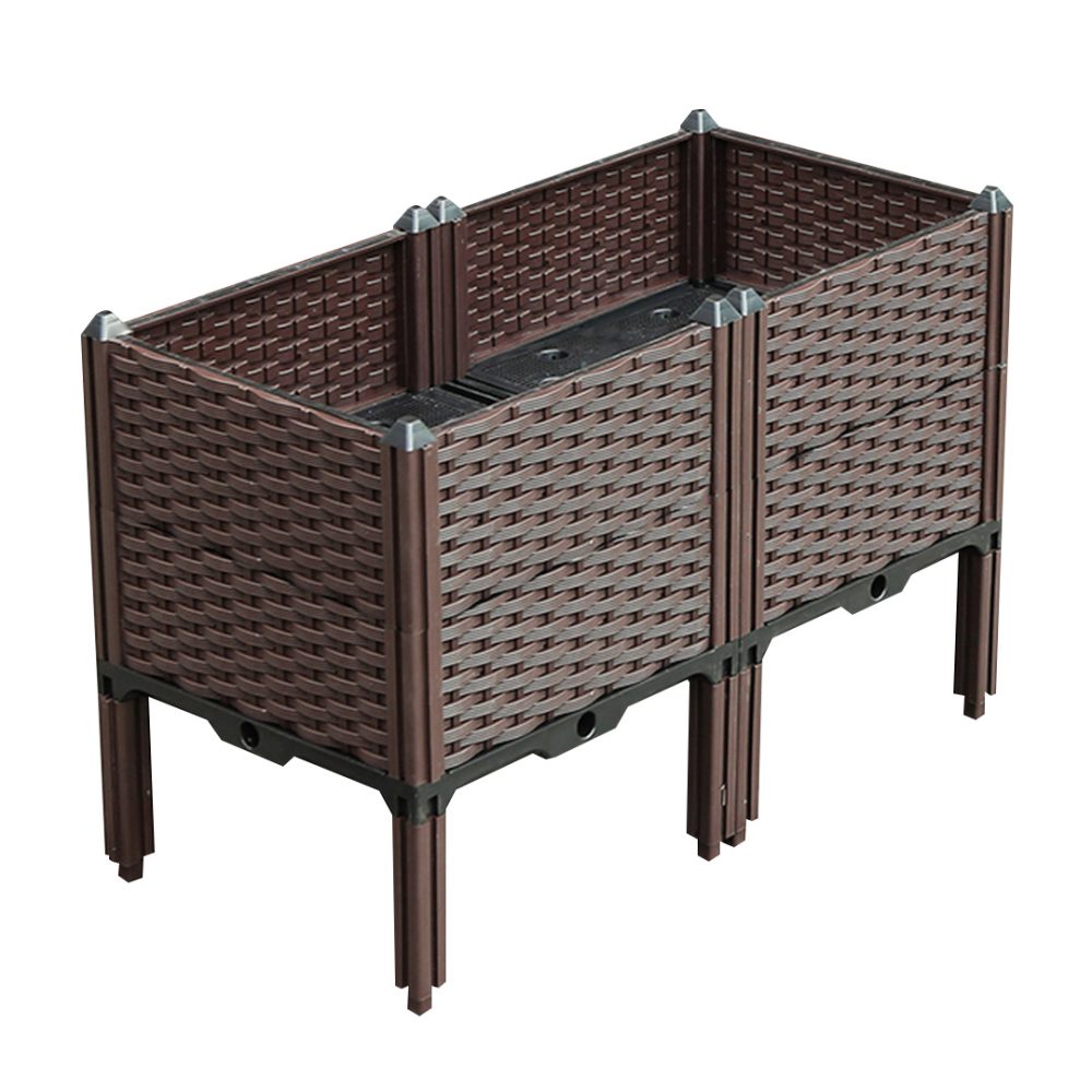 1-SOGA 80cm Raised Planter Box Vegetable Herb Flower Outdoor Plastic Plants Garden Bed with Legs Deepen