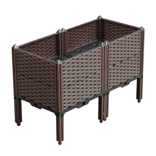 1-SOGA 80cm Raised Planter Box Vegetable Herb Flower Outdoor Plastic Plants Garden Bed with Legs Deepen