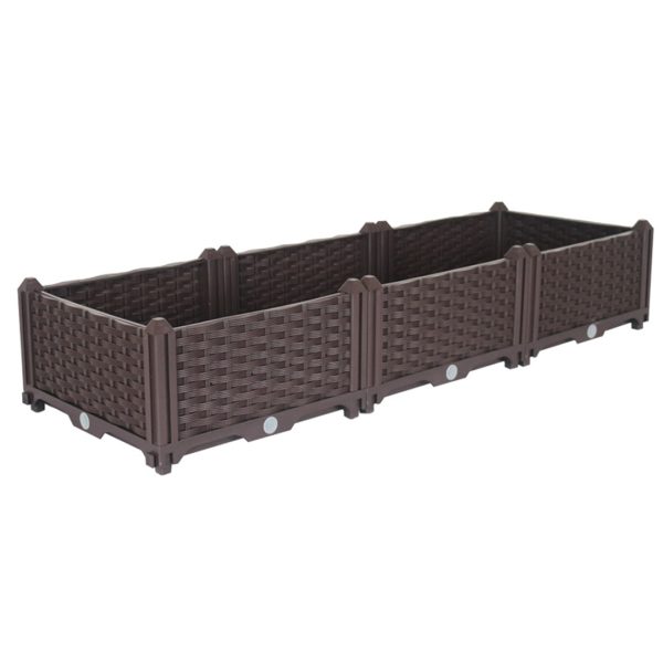 1-SOGA 120cm Raised Planter Box Vegetable Herb Flower Outdoor Plastic Plants Garden Bed
