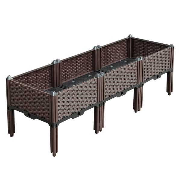 1-SOGA 120cm Raised Planter Box Vegetable Herb Flower Outdoor Plastic Plants Garden Bed with Legs