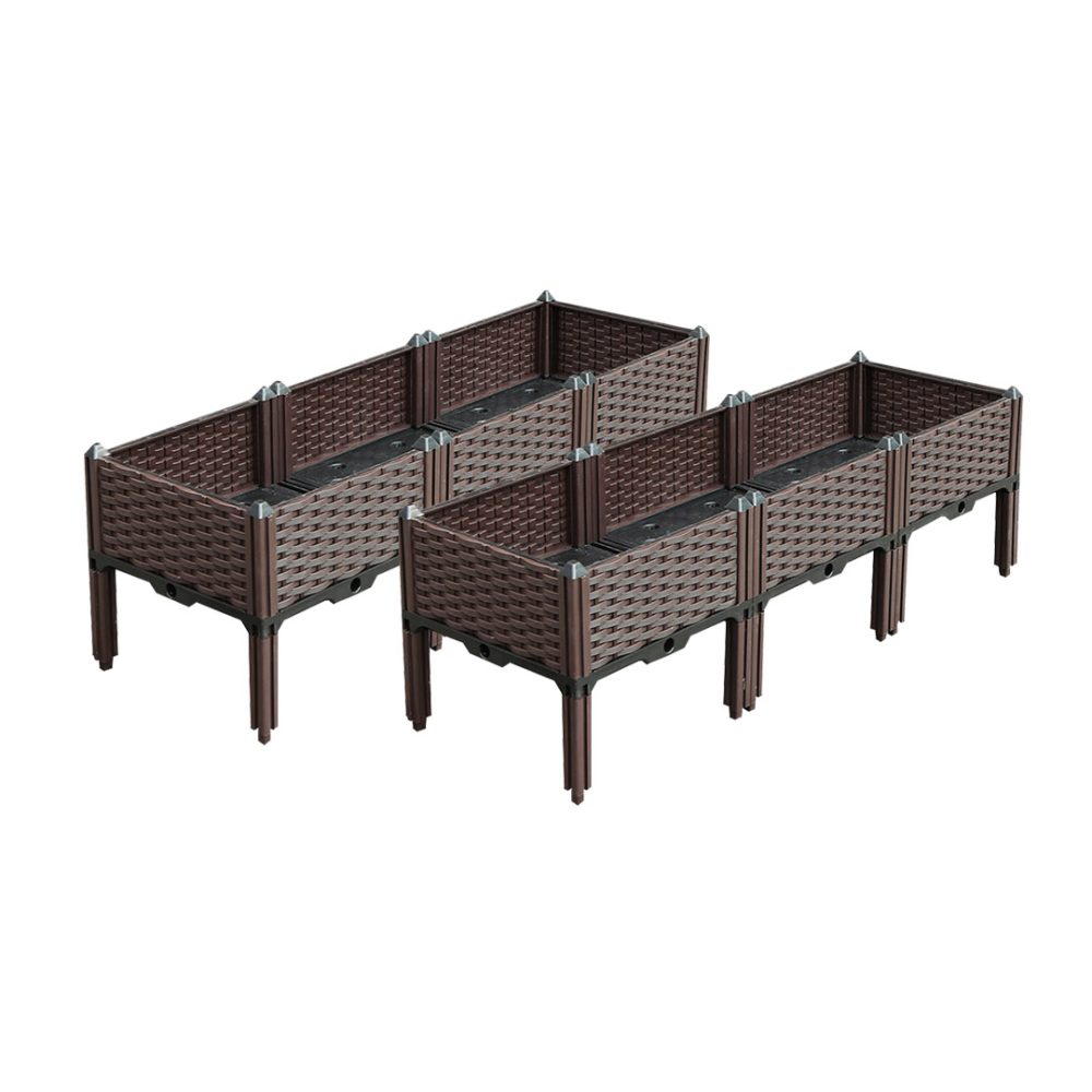 1-SOGA 2X 120cm Raised Planter Box Vegetable Herb Flower Outdoor Plastic Plants Garden Bed with Legs Deepen