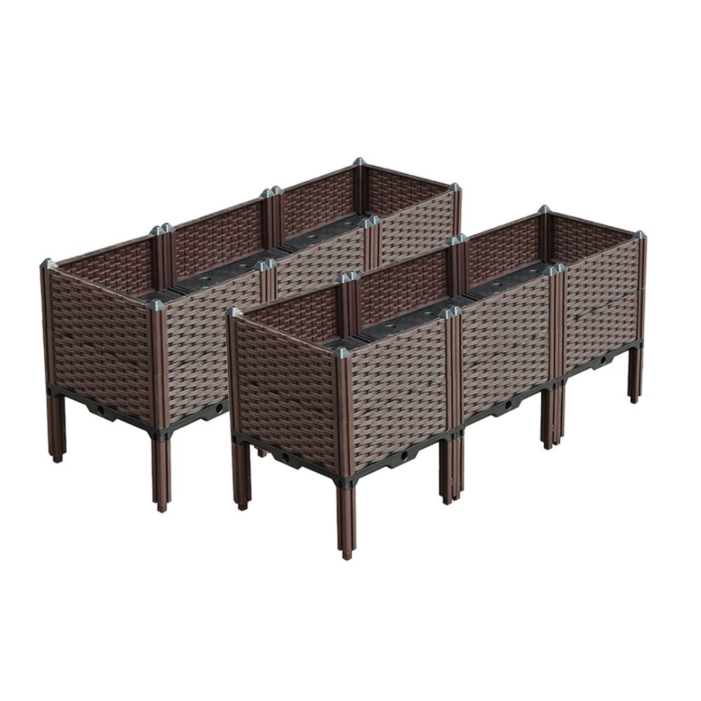 1-SOGA 2X 120cm Raised Planter Box Vegetable Herb Flower Outdoor Plastic Plants Garden Bed with Legs Deepen
