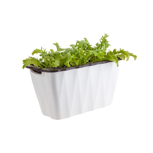 1-SOGA 35cm Small White Rectangular Flowerpot Vegetable Herb Flower Outdoor Plastic Box Garden Decor
