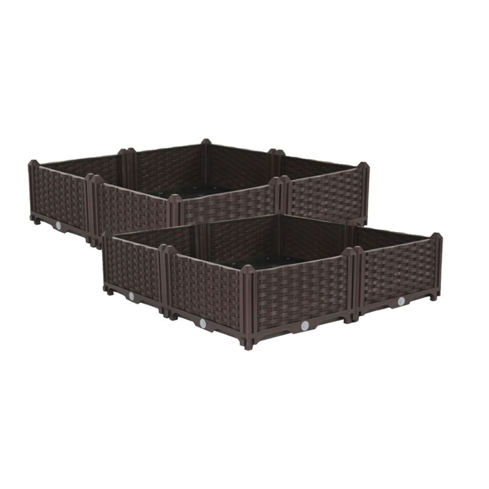 1-SOGA 2X 80cm Raised Planter Box Vegetable Herb Flower Outdoor Plastic Plants Garden Bed
