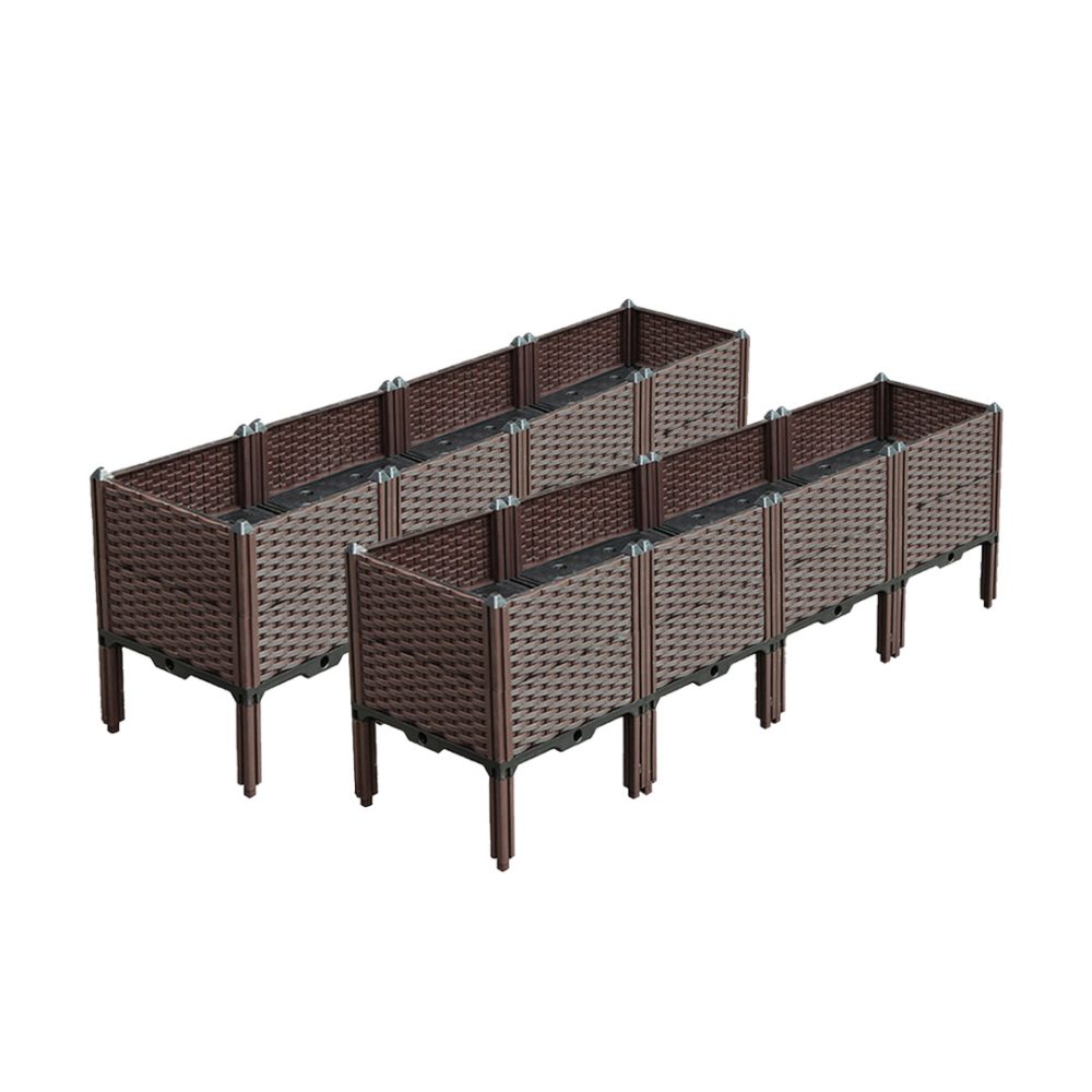 1-SOGA 2X 160cm Raised Planter Box Vegetable Herb Flower Outdoor Plastic Plants Garden Bed with Legs Deepen