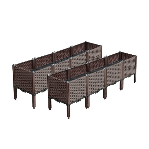 1-SOGA 2X 160cm Raised Planter Box Vegetable Herb Flower Outdoor Plastic Plants Garden Bed with Legs Deepen