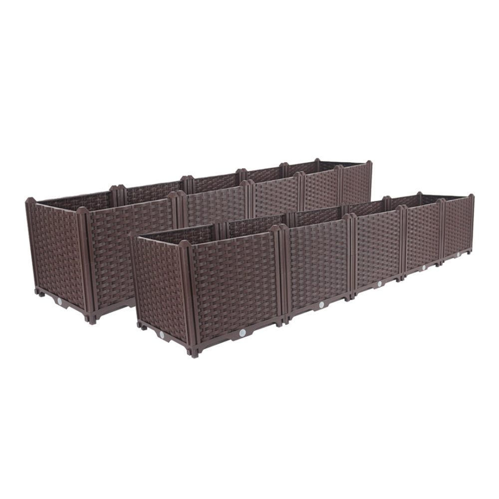 1-SOGA 2X 200cm Raised Planter Box Vegetable Herb Flower Outdoor Plastic Plants Garden Bed Deepen