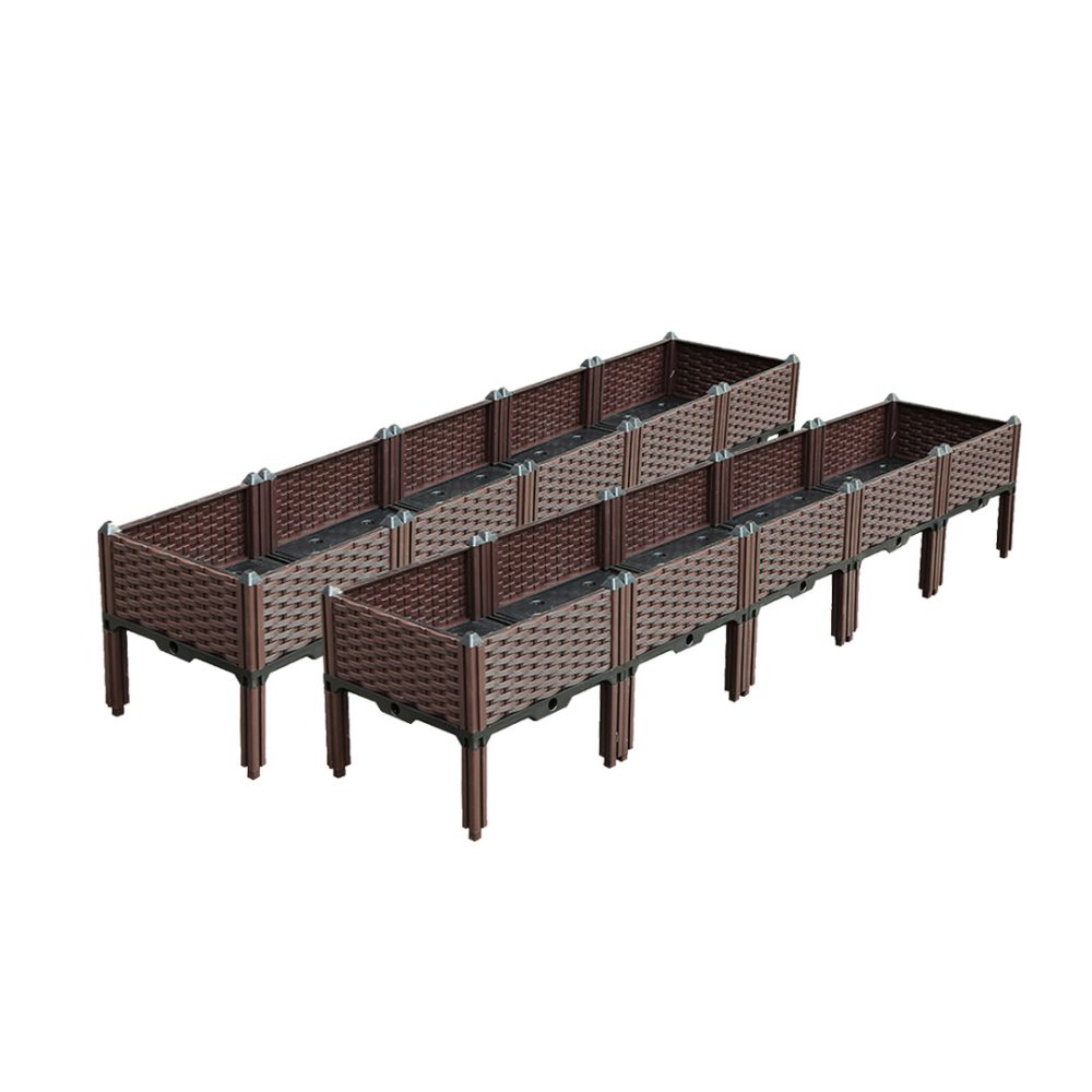 1-SOGA 2X 200cm Raised Planter Box Vegetable Herb Flower Outdoor Plastic Plants Garden Bed with Legs