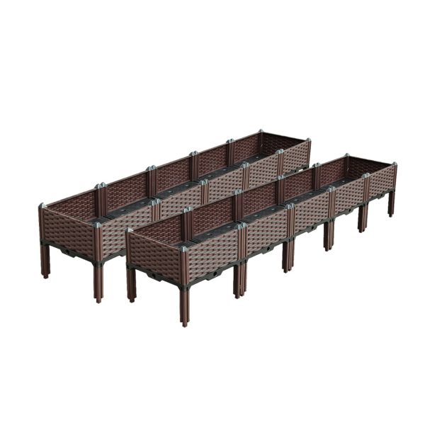 1-SOGA 2X 200cm Raised Planter Box Vegetable Herb Flower Outdoor Plastic Plants Garden Bed with Legs