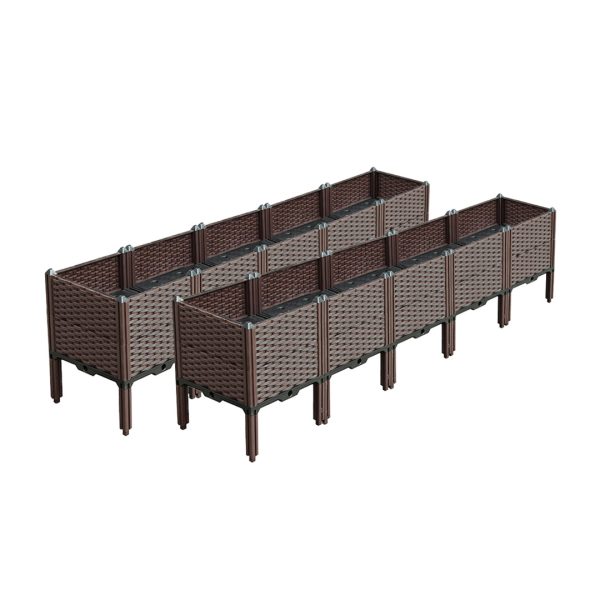1-SOGA 2X 200cm Raised Planter Box Vegetable Herb Flower Outdoor Plastic Plants Garden Bed with Legs Deepen