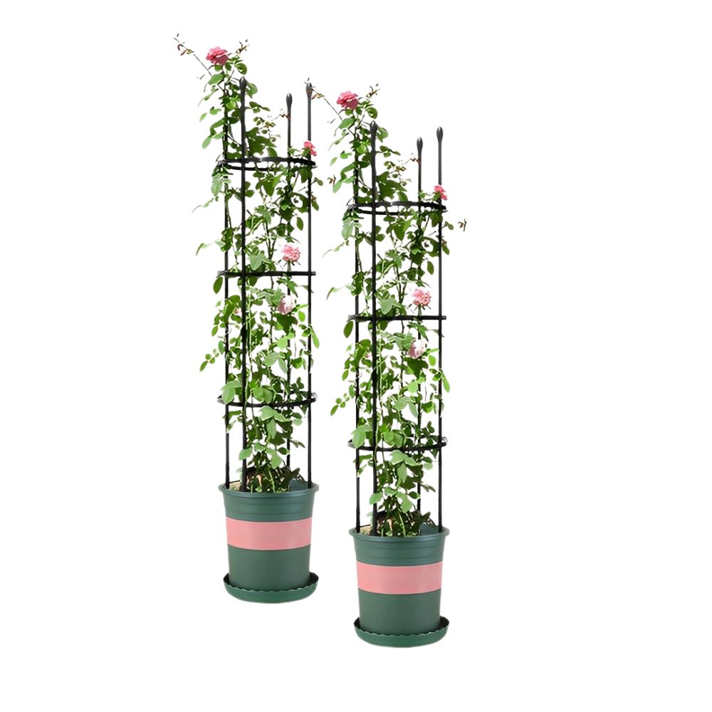 1-SOGA 2X 133cm 4-Bar Plant Frame Stand Trellis Vegetable Flower Herbs Outdoor Vine Support Garden Rack with Rings
