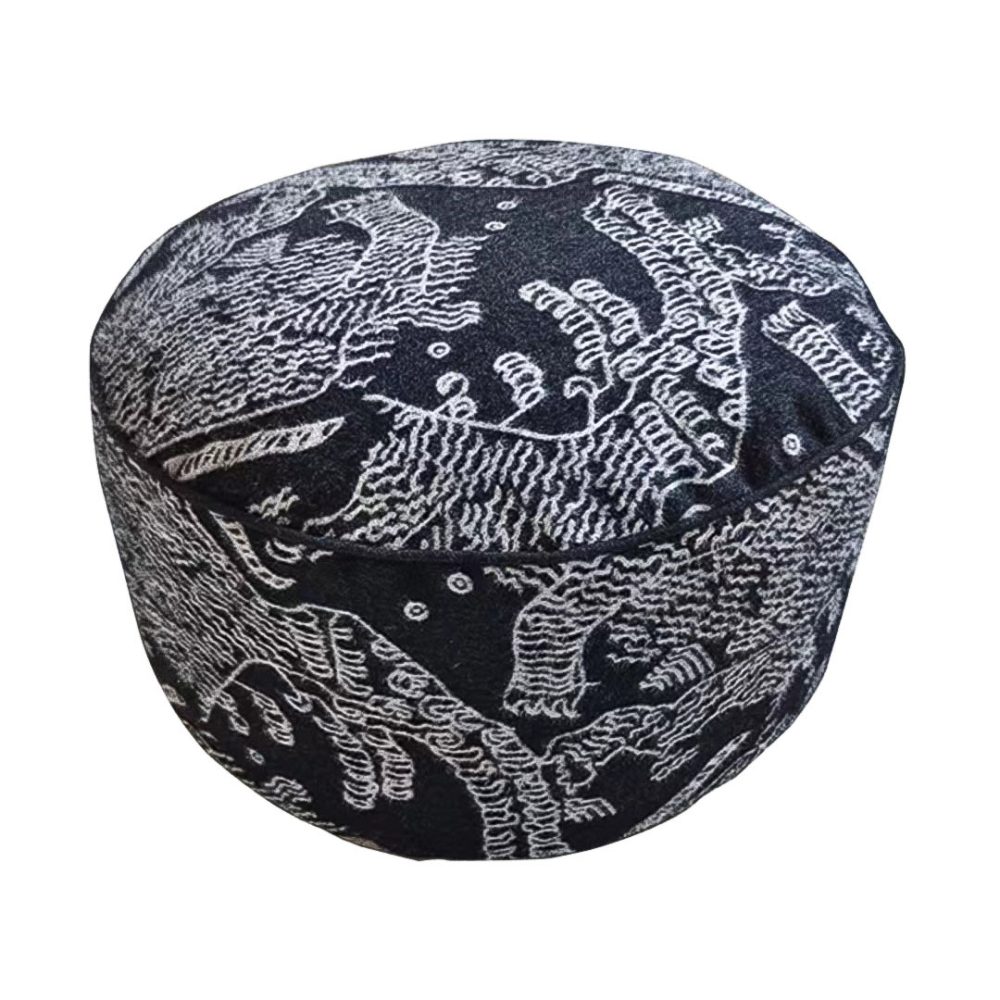 1-SOGA 50x30CM Black Round Soft Pouffe Seat Cushion Elegant Home Accent Décor Stylish Footstool