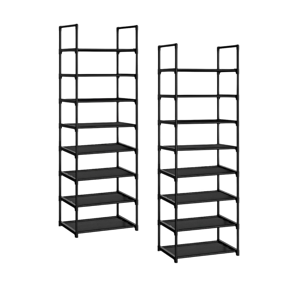 1-SOGA 2X 8 Tier Shoe Storage Shelf Space-Saving Caddy Rack Organiser with Handle