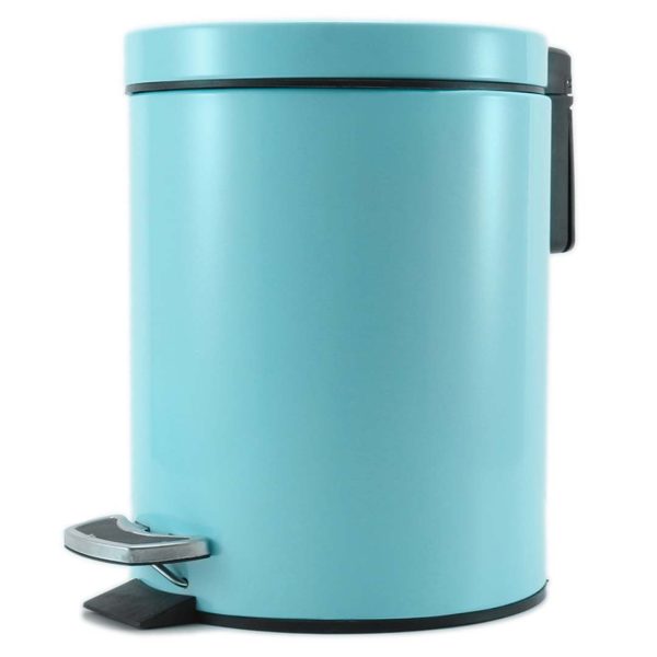 1-SOGA Foot Pedal Stainless Steel Rubbish Recycling Garbage Waste Trash Bin Round 7L Blue