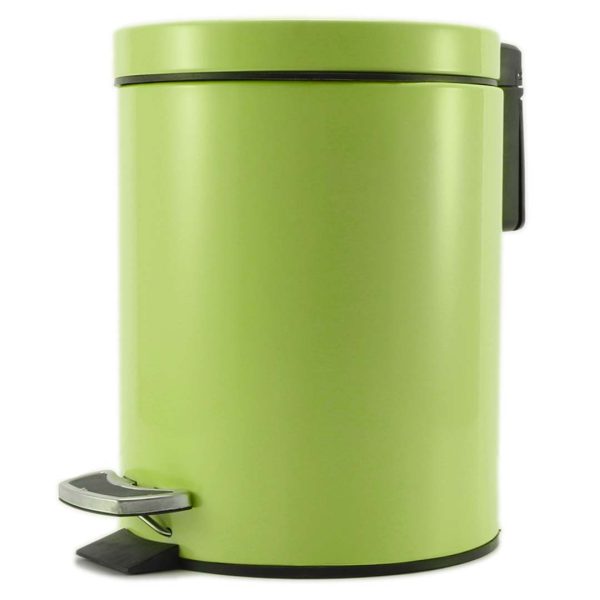 1-SOGA Foot Pedal Stainless Steel Rubbish Recycling Garbage Waste Trash Bin Round 7L Green