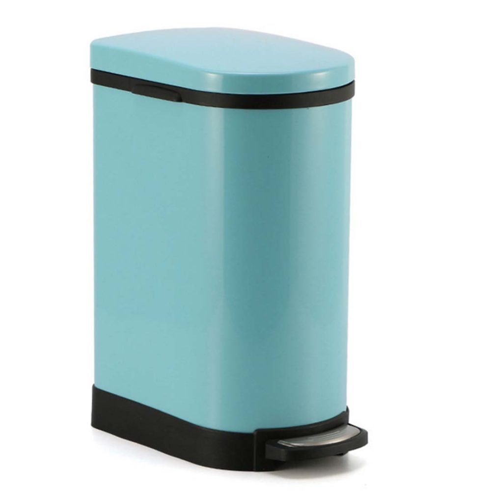 1-SOGA Foot Pedal Stainless Steel Rubbish Recycling Garbage Waste Trash Bin 10L U Blue