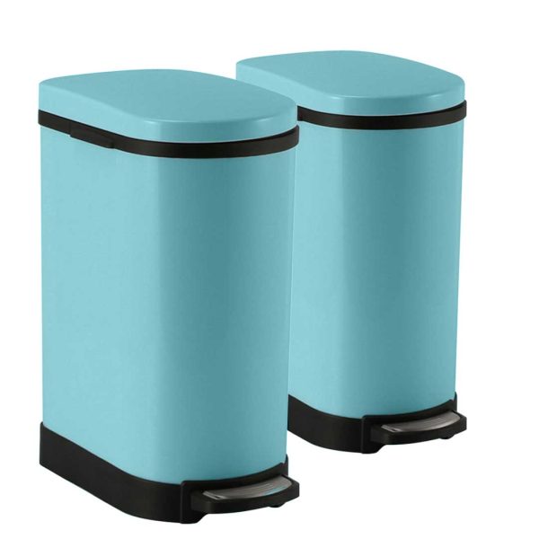1-SOGA 2X 10L Foot Pedal Stainless Steel Rubbish Recycling Garbage Waste Trash Bin U Blue