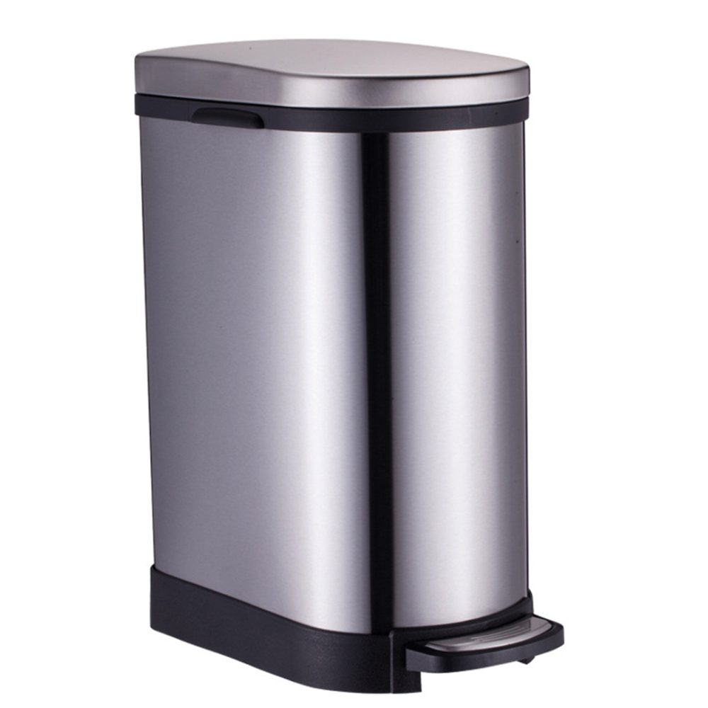 1-SOGA Foot Pedal Stainless Steel Rubbish Recycling Garbage Waste Trash Bin 10L U
