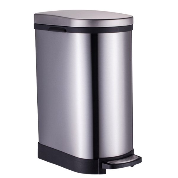 1-SOGA Foot Pedal Stainless Steel Rubbish Recycling Garbage Waste Trash Bin 10L U