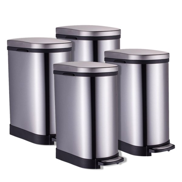 1-SOGA 4X Foot Pedal Stainless Steel Rubbish Recycling Garbage Waste Trash Bin 10L U