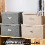 5-SOGA Beige Large Foldable Canvas Storage Box Cube Clothes Basket Organiser Home Decorative Box