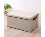 2-SOGA Large Beige Non-Woven Diamond Quilt Grid Fabric Storage/Organizer Box