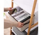 5-SOGA Large Beige Non-Woven Diamond Quilt Grid Fabric Storage/Organizer Box