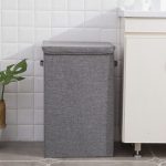 4-SOGA Grey Medium Collapsible Laundry Hamper Storage Box Foldable Canvas Basket Home Organiser Decor