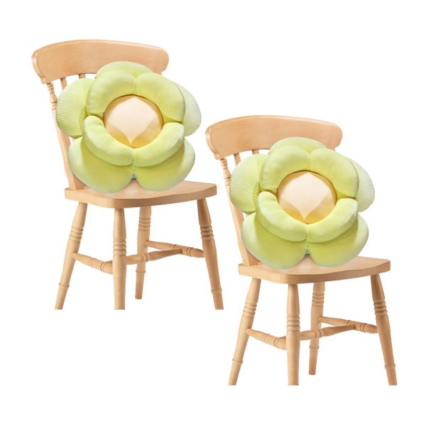 1-SOGA 2X Green Double Flower Shape Cushion Soft Bedside Floor Plush Pillow Home Decor