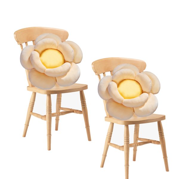 1-SOGA 2X Beige Double Flower Shape Cushion Soft Bedside Floor Plush Pillow Home Decor