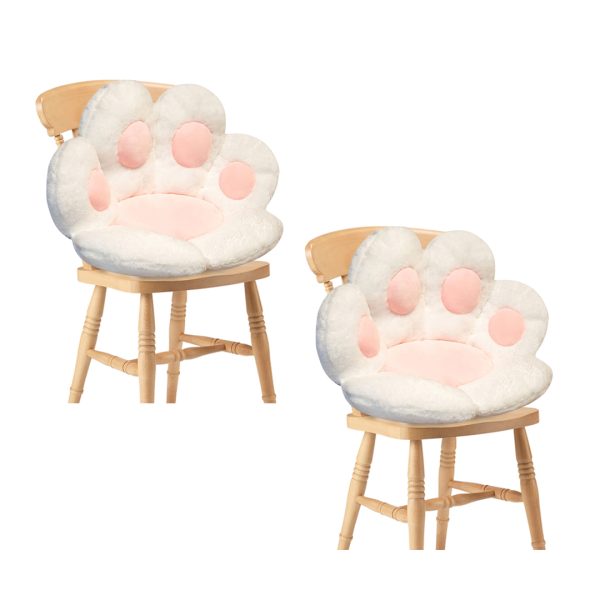 1-SOGA 2X White Paw Shape Cushion Warm Lazy Sofa Decorative Pillow Backseat Plush Mat Home Decor