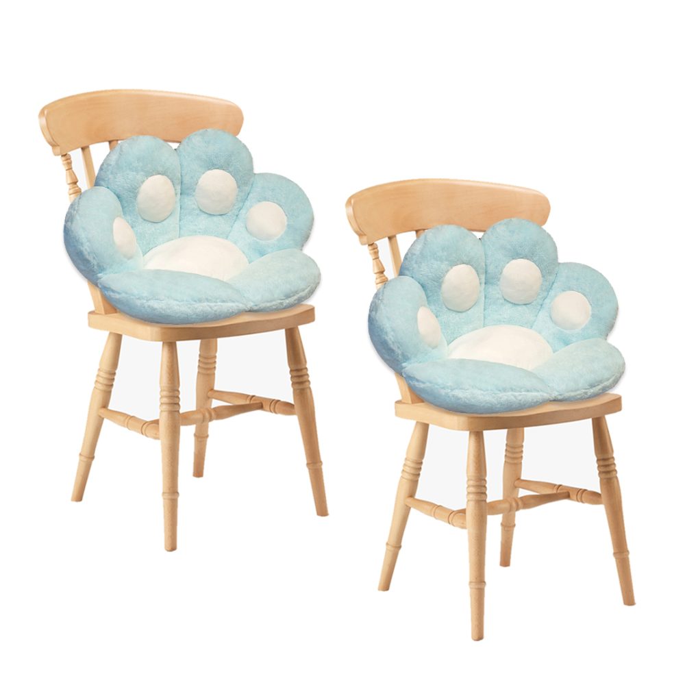 1-SOGA 2X Blue Paw Shape Cushion Warm Lazy Sofa Decorative Pillow Backseat Plush Mat Home Decor