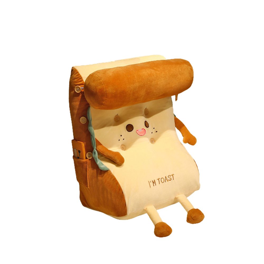 1-SOGA Cute Face Toast Bread Wedge Cushion Stuffed Plush Cartoon Back Support Pillow Home Decor