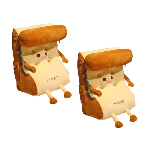 1-SOGA 2X Cute Face Toast Bread Wedge Cushion Stuffed Plush Cartoon Back Support Pillow Home Decor